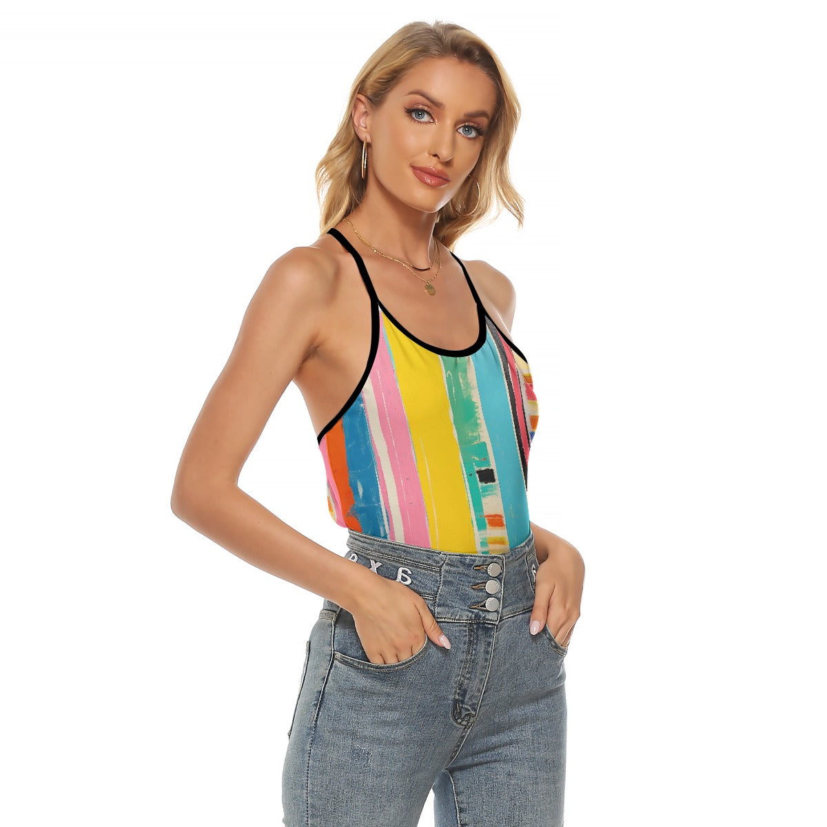 All-Over Print Women's Criss-Cross Open Back Tank Top