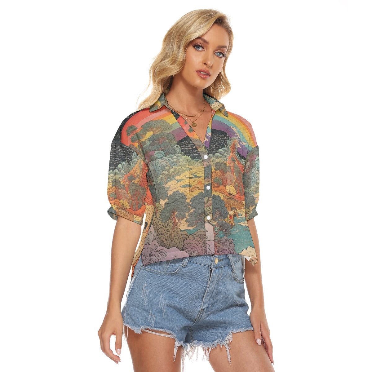 All-Over Print Women's V-neck Shirts