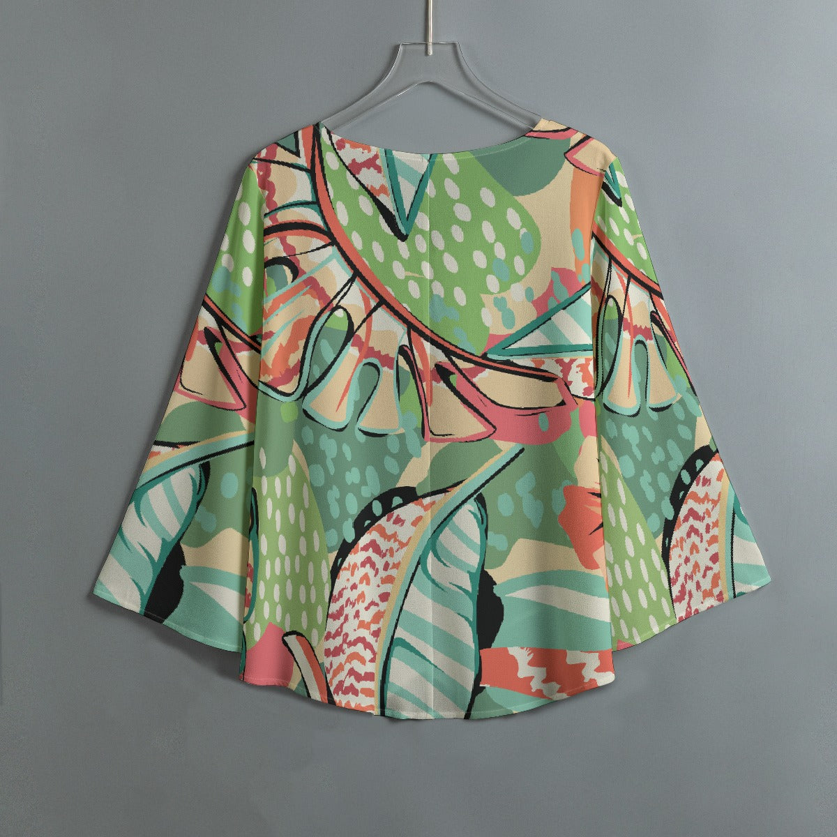 All-Over Print Women's V-neck T-shirt With Irregular Hem