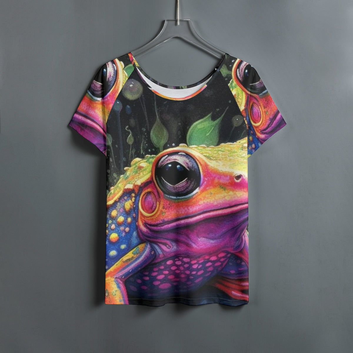 All-Over Print Women's Round Neck T-shirt With Raglan Sleeve