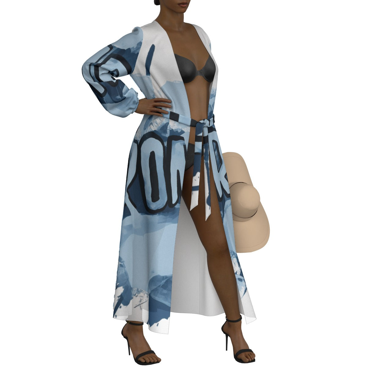 All-Over Print Women's Lace-up Chiffon Robe