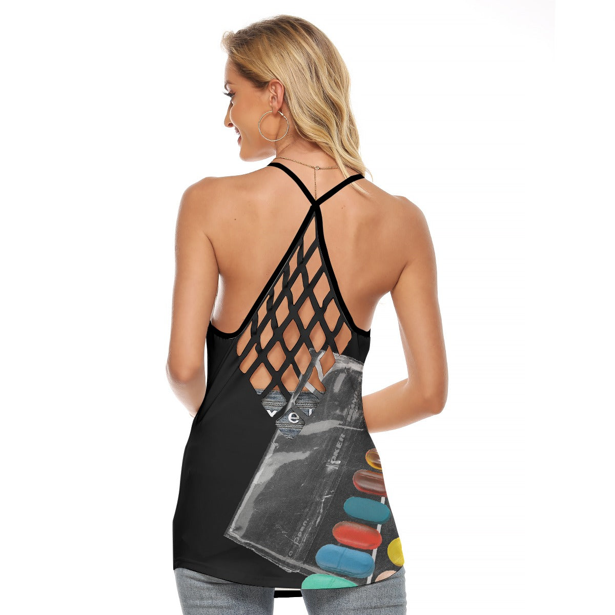 All-Over Print Women's Criss-Cross Open Back Tank Top