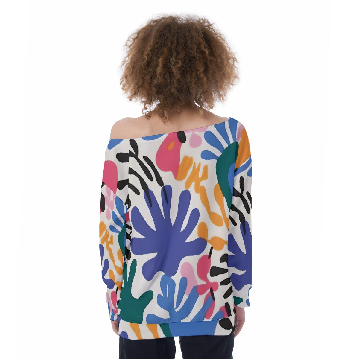 All-Over Print Oversized Women's Off-Shoulder Sweatshirt