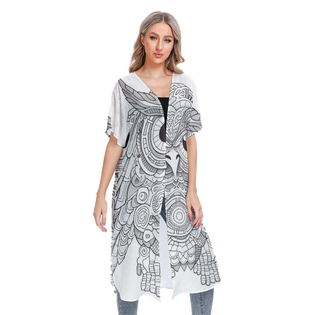 All-Over Print Women's Short Sleeve Cardigan