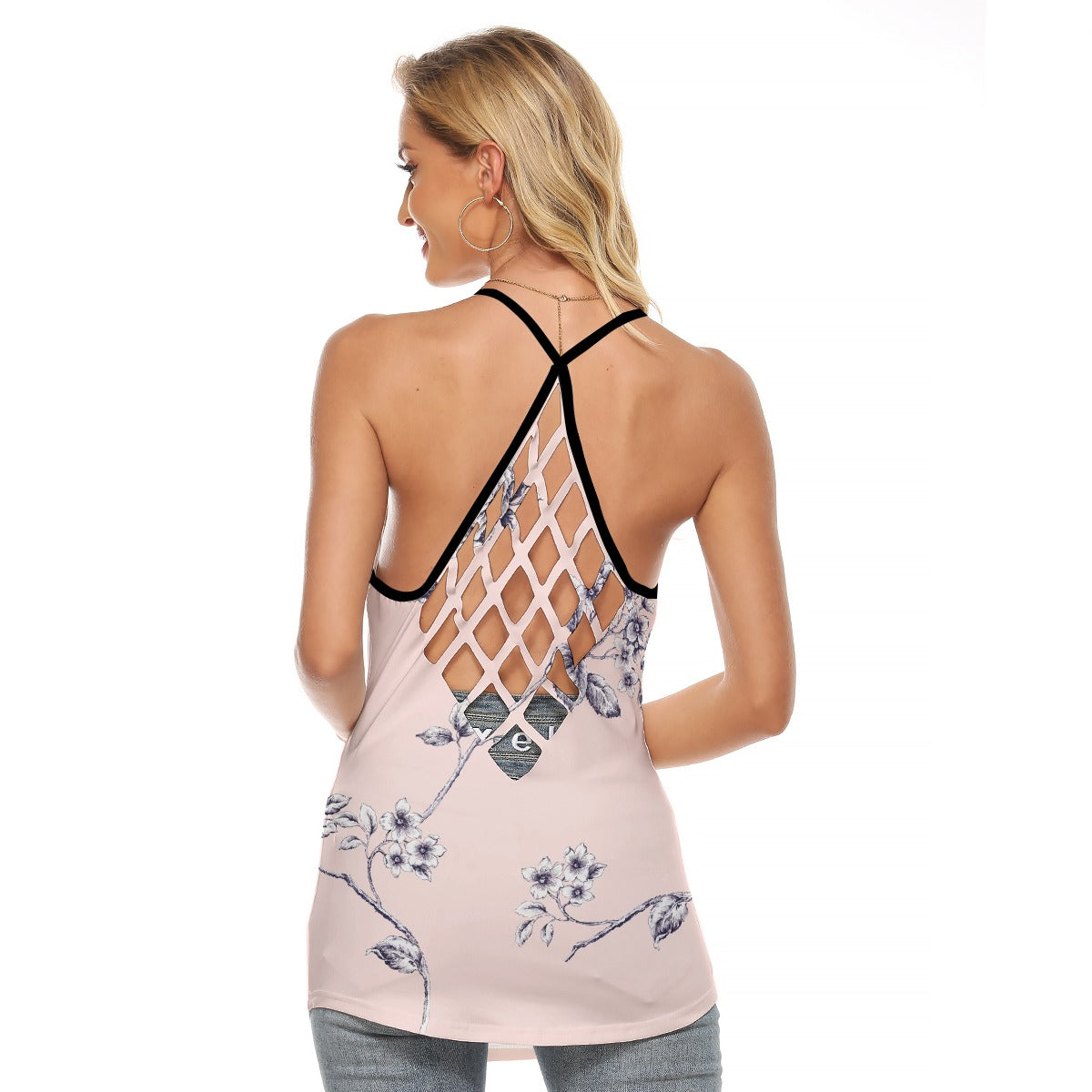 All-Over Print Women's Criss-Cross Open Back Tank Top