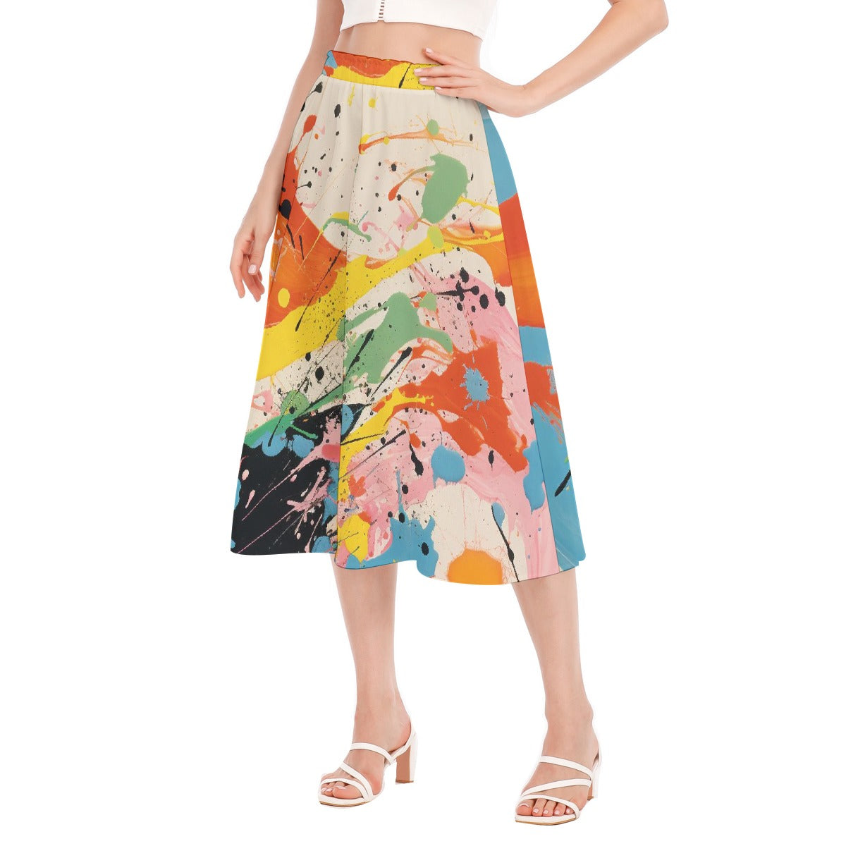 All-Over Print Women's Long Section Chiffon Skirt