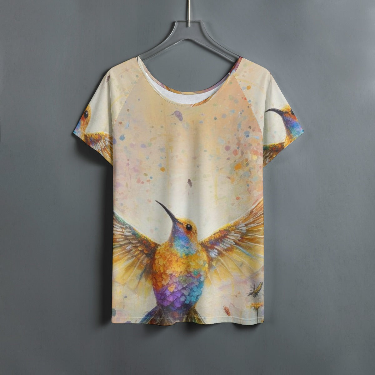 All-Over Print Women's Round Neck T-shirt With Raglan Sleeve