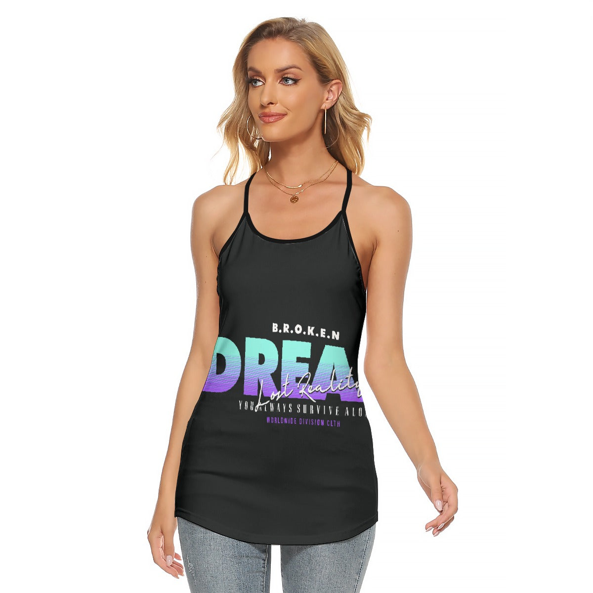 All-Over Print Women's Criss-Cross Open Back Tank Top