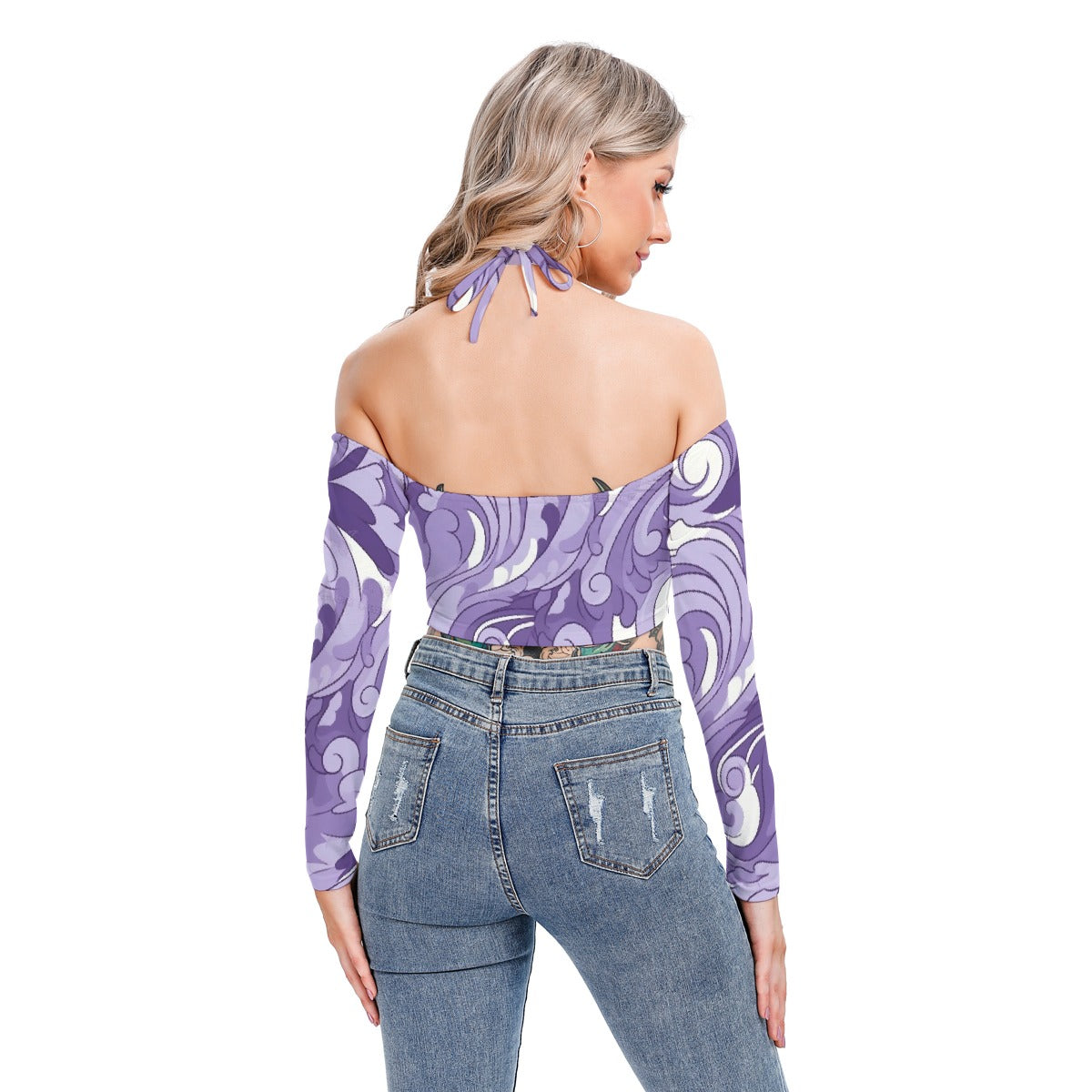 All-Over Print Women's Halter Lace-up Top