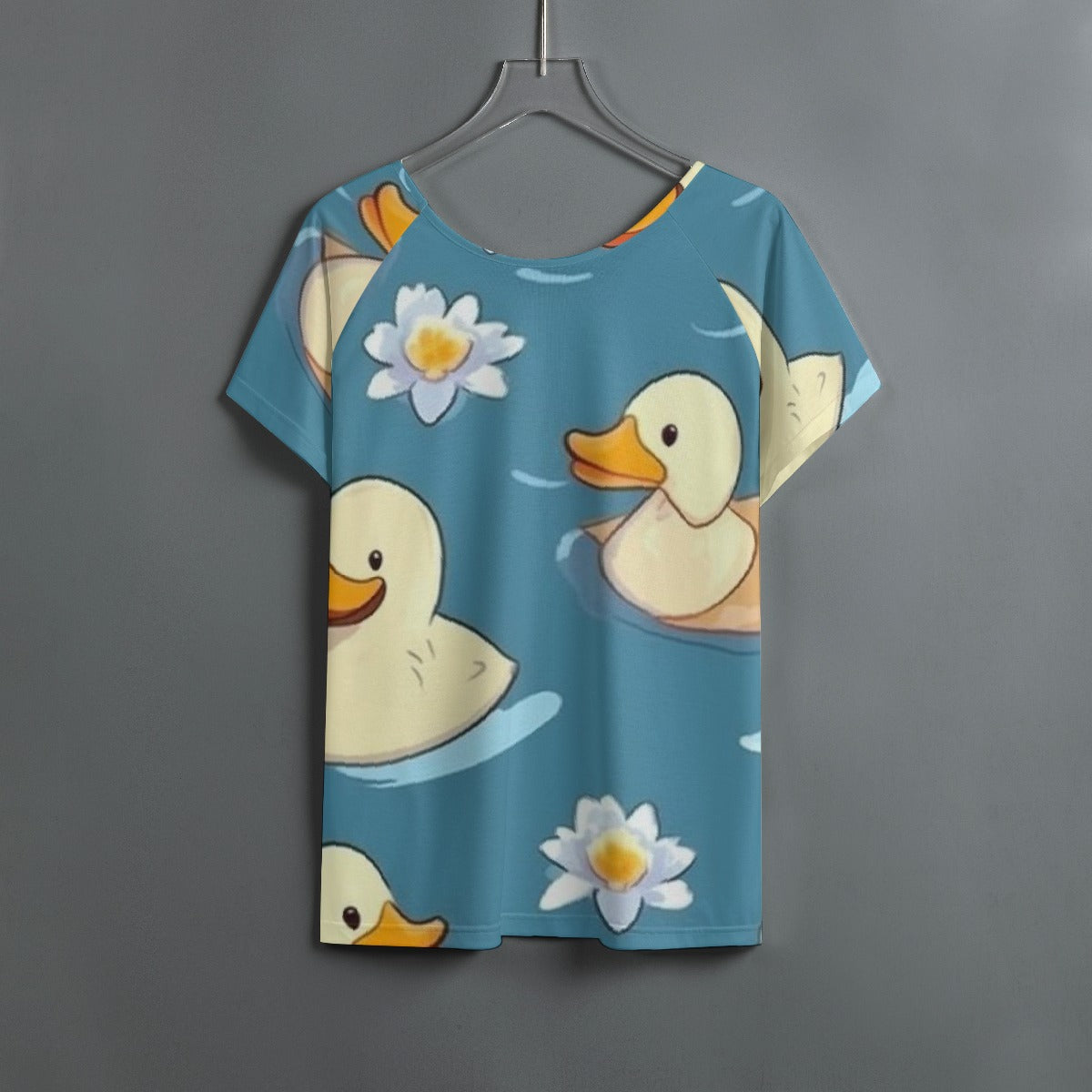All-Over Print Women's Round Neck T-shirt With Raglan Sleeve