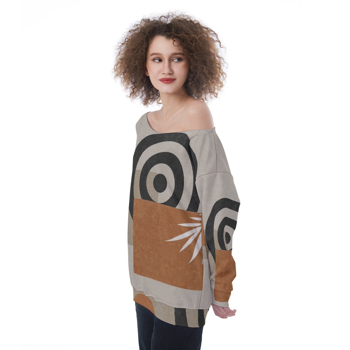 All-Over Print Oversized Women's Off-Shoulder Sweatshirt