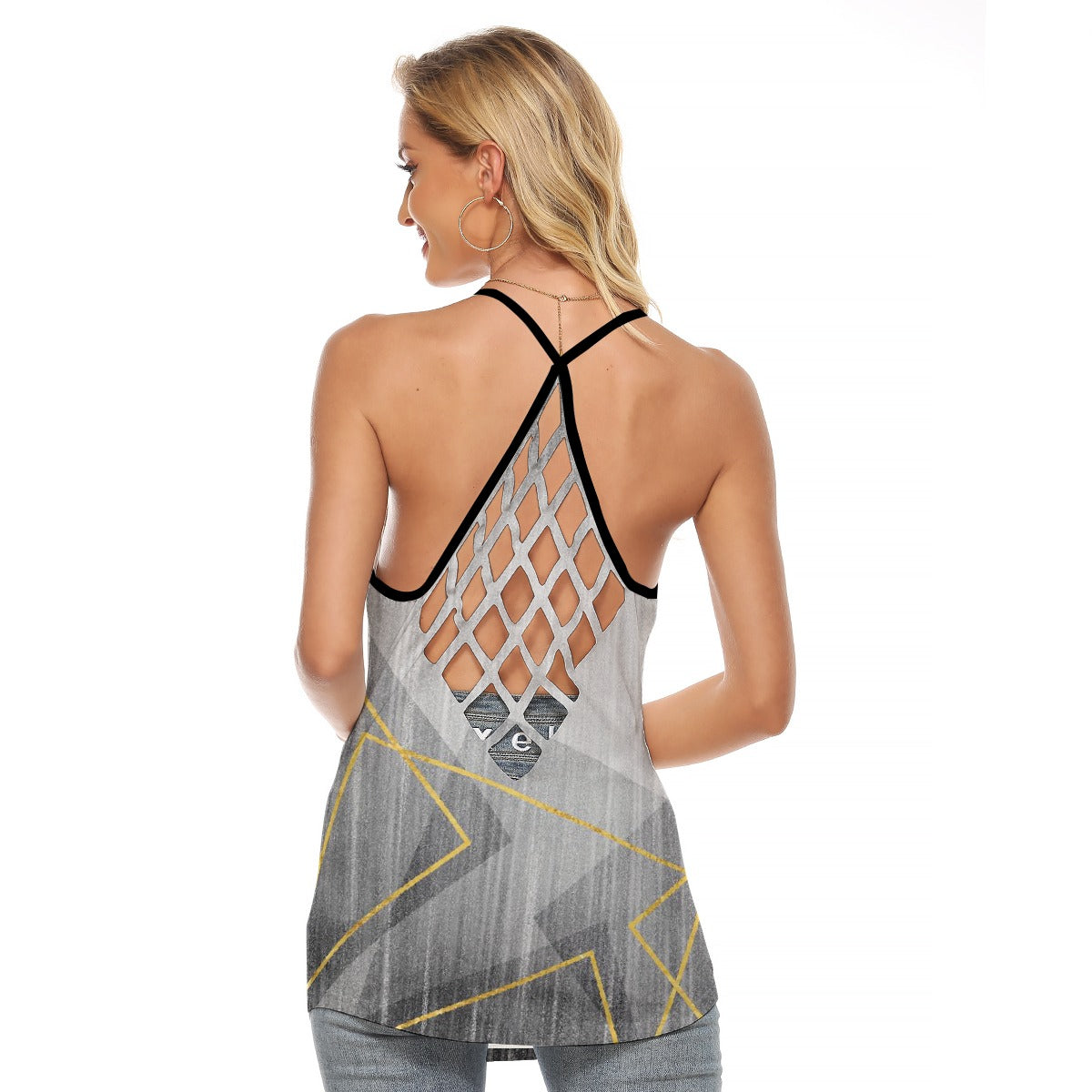 All-Over Print Women's Criss-Cross Open Back Tank Top