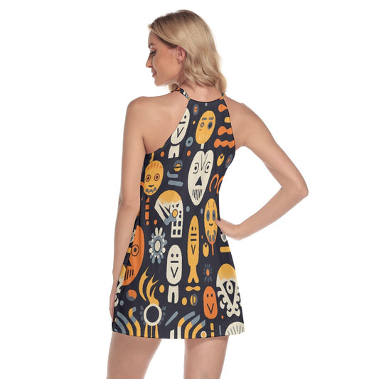 All-Over Print Women's Round Neck Above Knee Dress