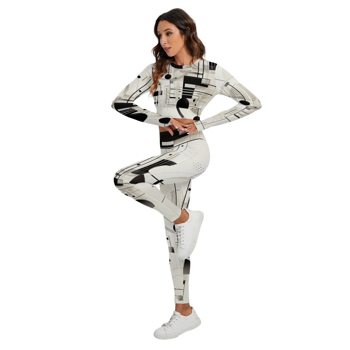 All-Over Print Women's Sport Set With Backless Top And Leggings