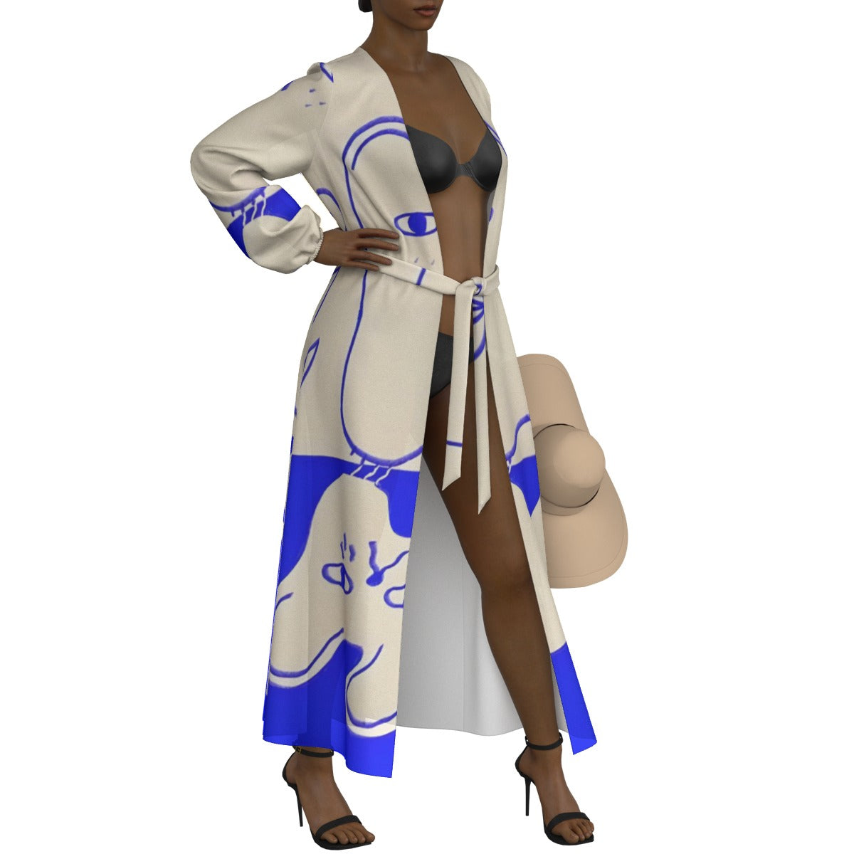 All-Over Print Women's Lace-up Chiffon Robe