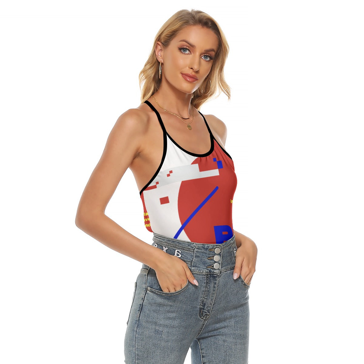 All-Over Print Women's Criss-Cross Open Back Tank Top