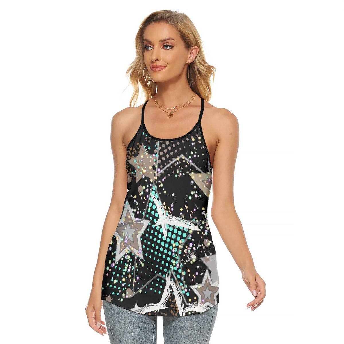 All-Over Print Women's Criss-Cross Open Back Tank Top
