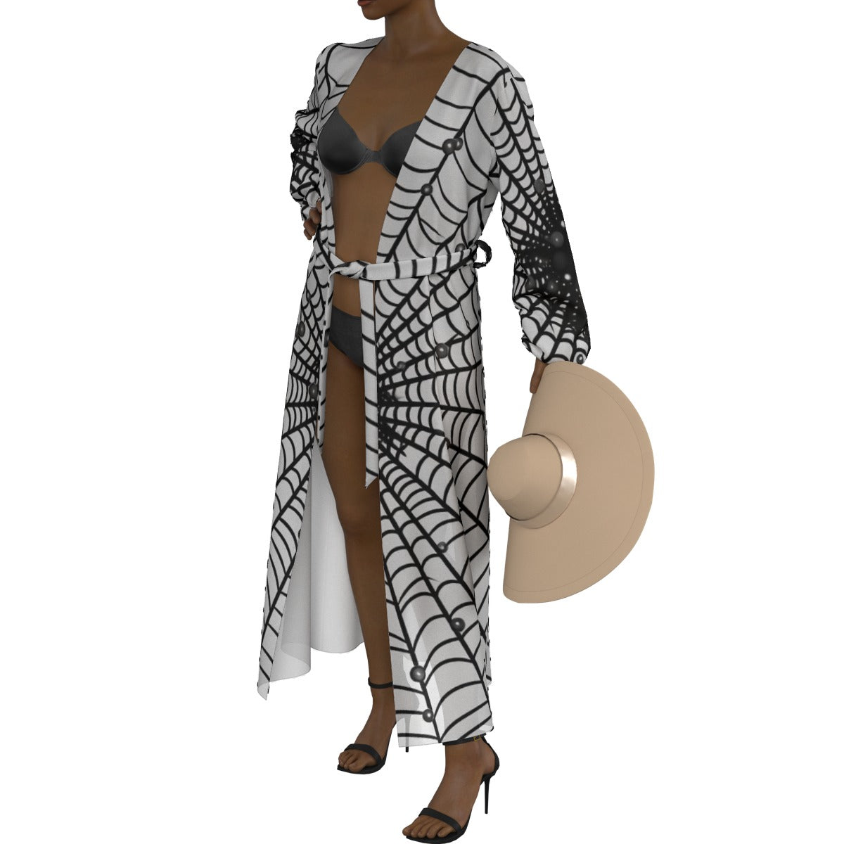 All-Over Print Women's Lace-up Chiffon Robe