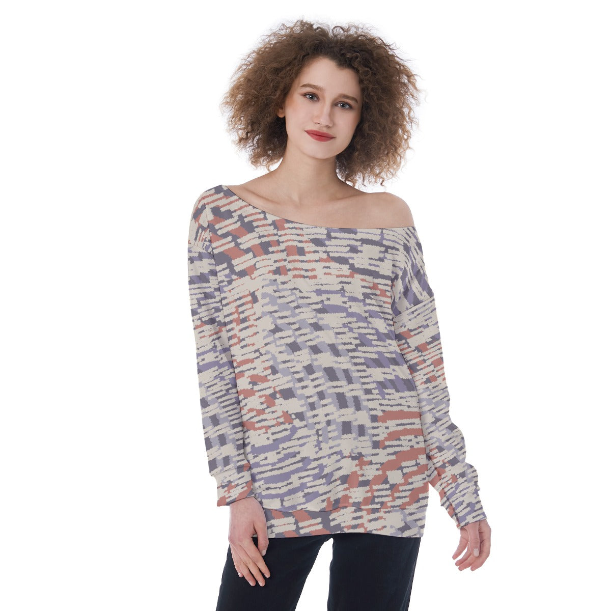 All-Over Print Oversized Women's Off-Shoulder Sweatshirt