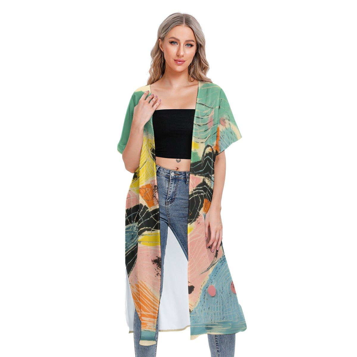 All-Over Print Women's Short Sleeve Cardigan