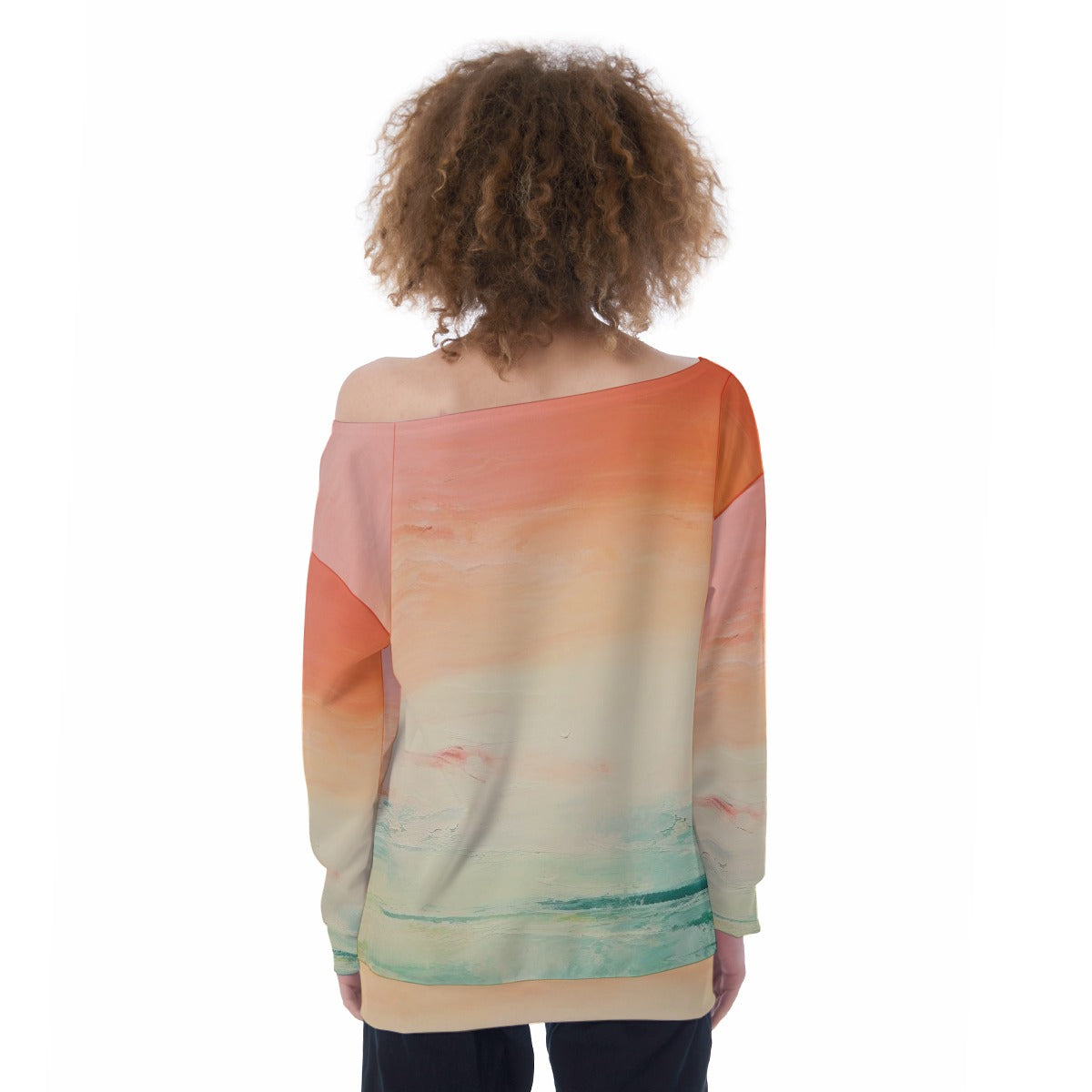 All-Over Print Oversized Women's Off-Shoulder Sweatshirt