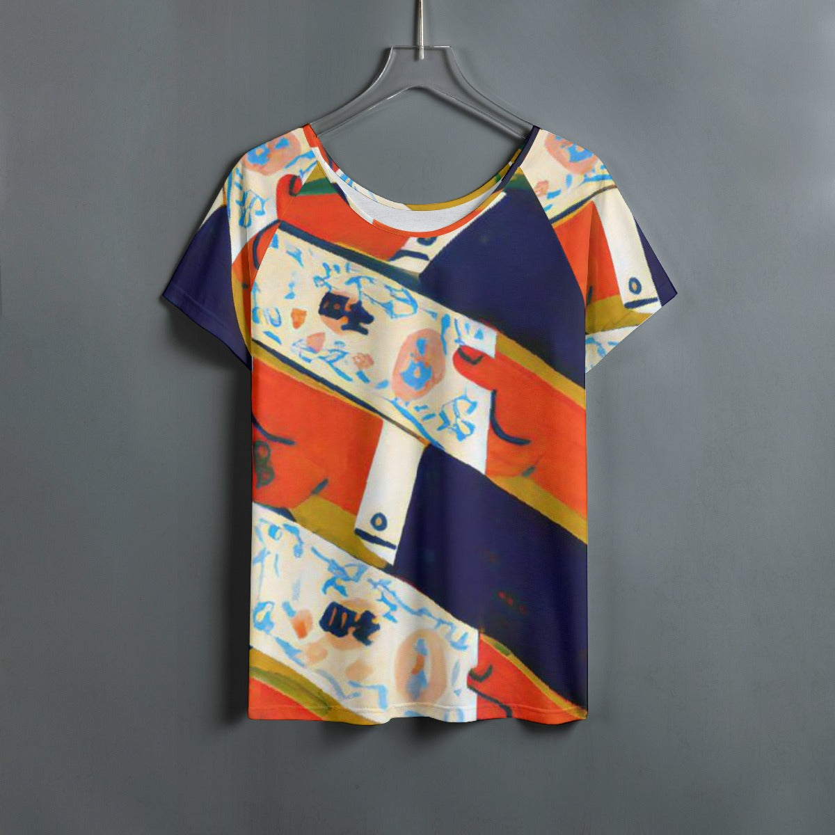 All-Over Print Women's Round Neck T-shirt With Raglan Sleeve