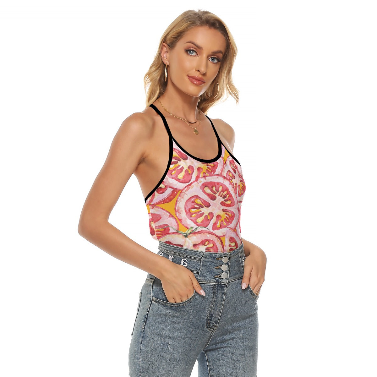 All-Over Print Women's Criss-Cross Open Back Tank Top