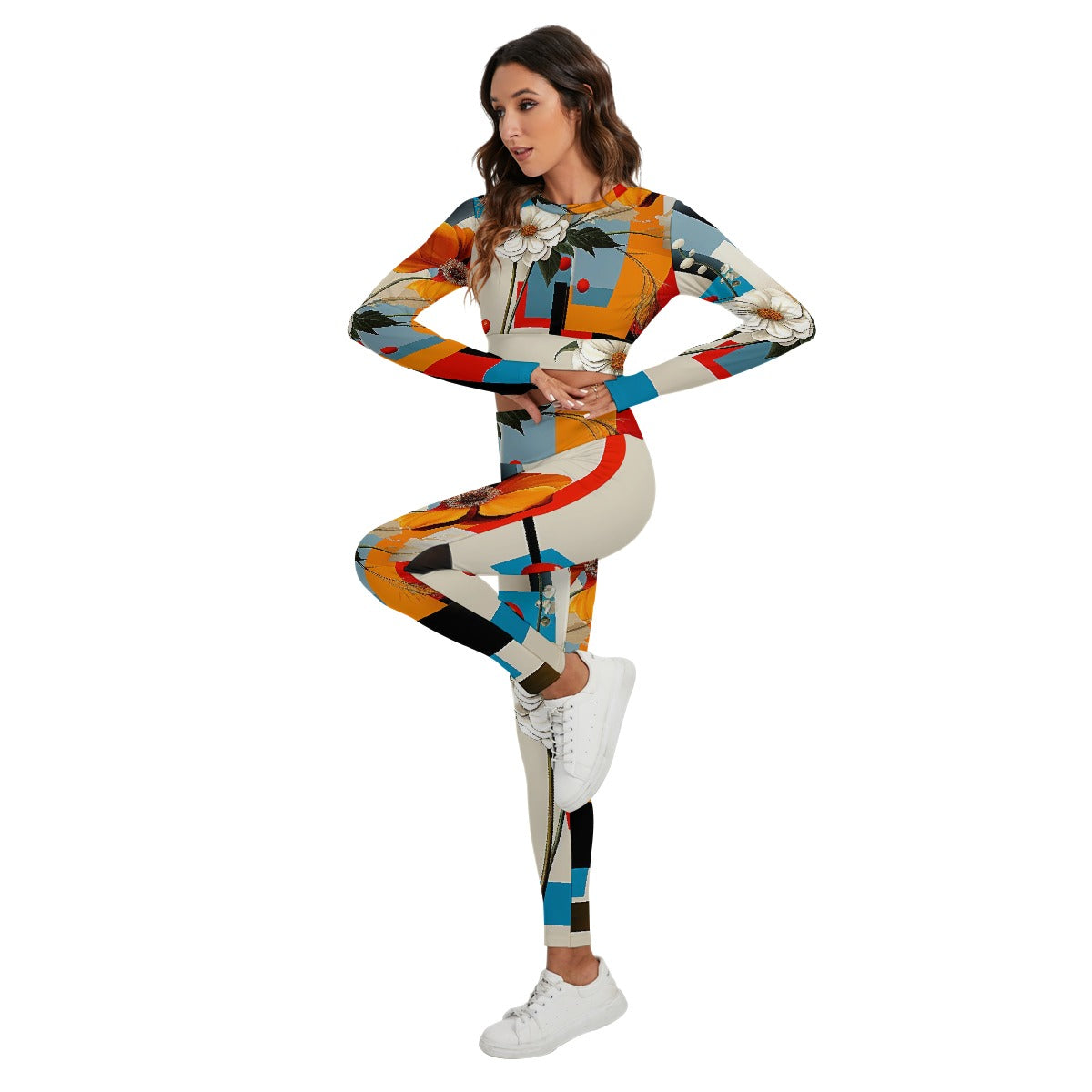 All-Over Print Women's Sport Set With Backless Top And Leggings
