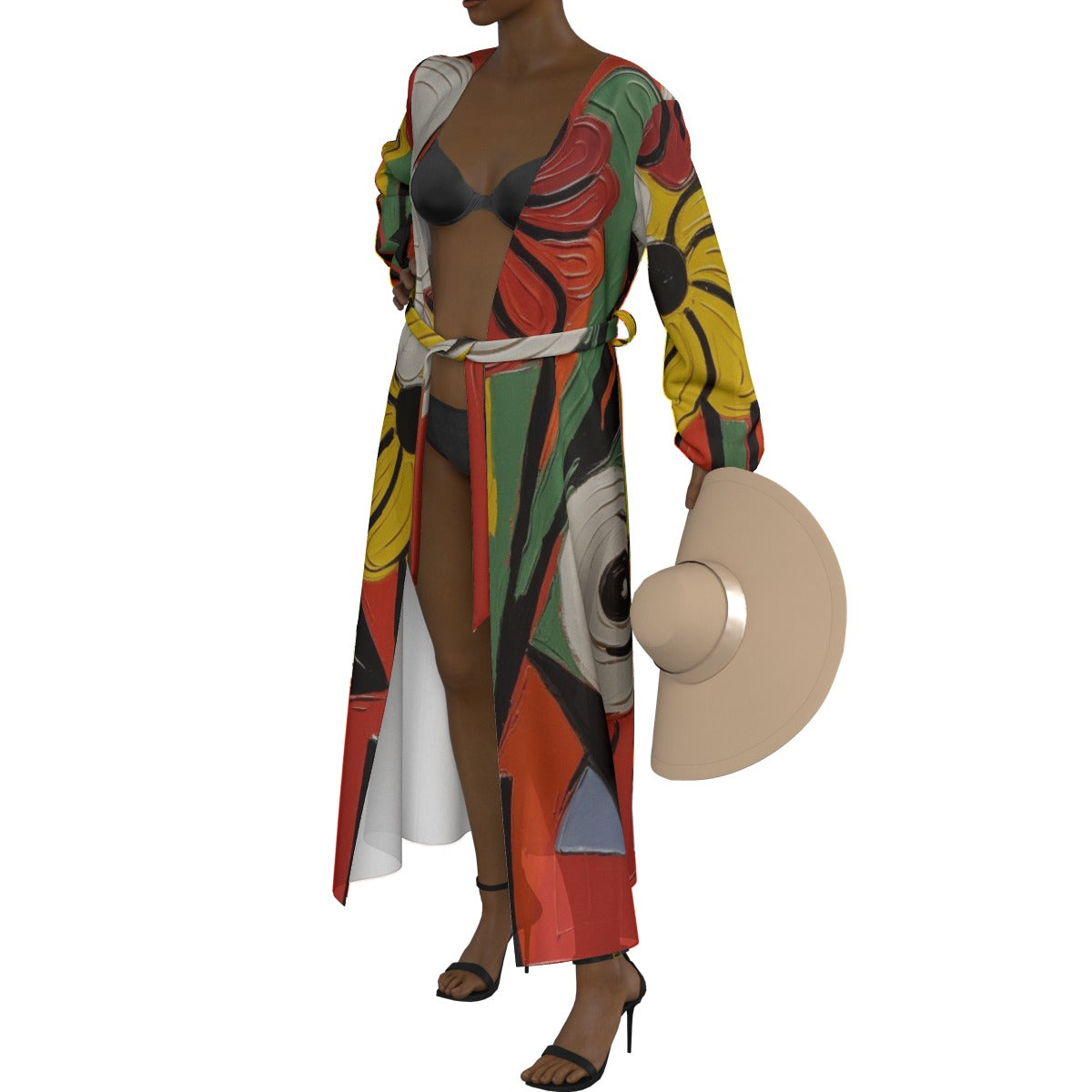 All-Over Print Women's Lace-up Chiffon Robe