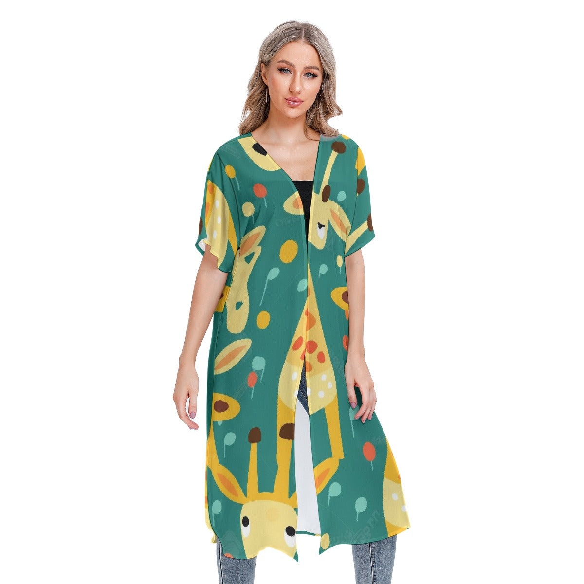 All-Over Print Women's Short Sleeve Cardigan