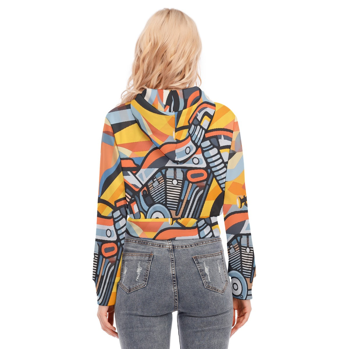 All-Over Print Women's Crop Top Hoodie With Zipper Closure