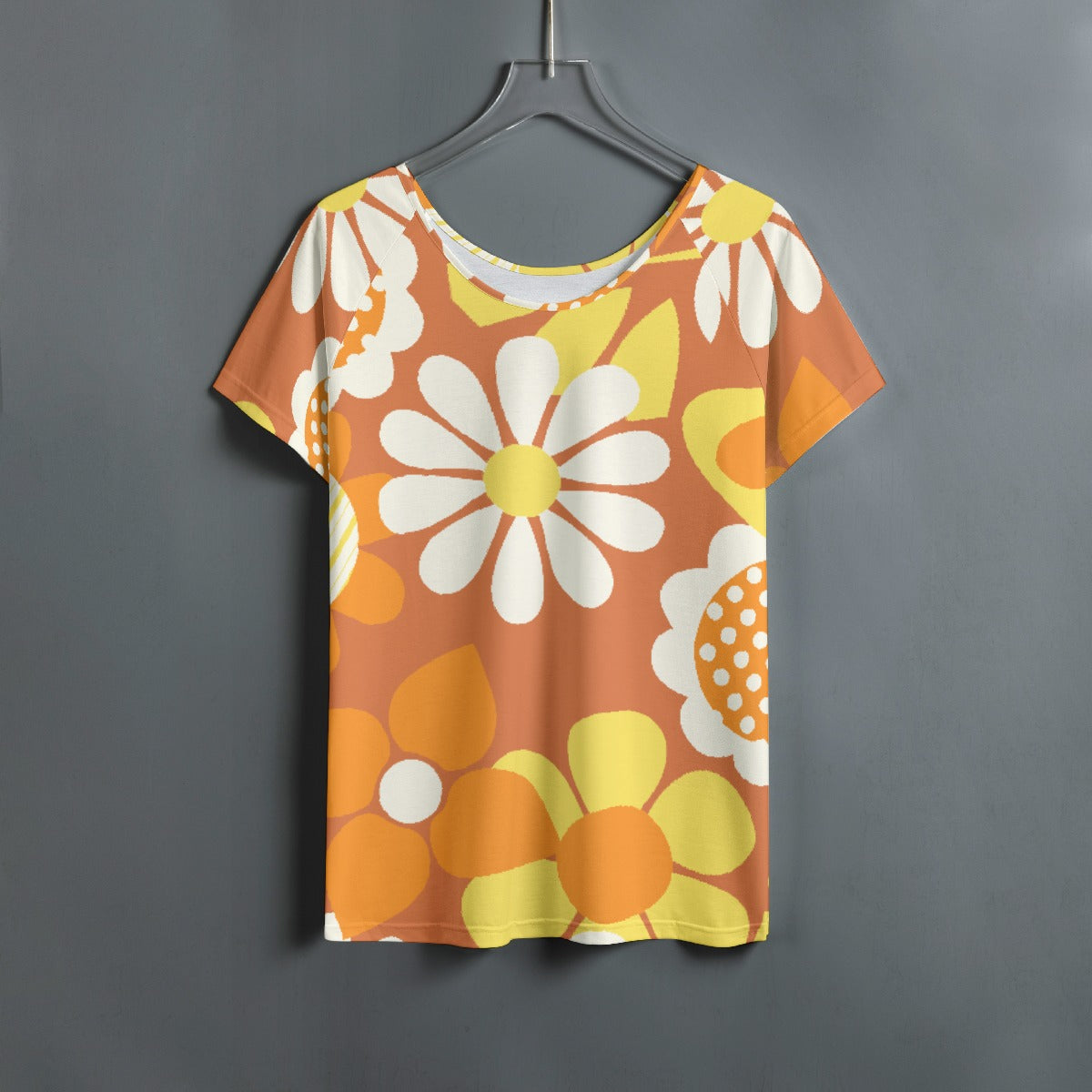 All-Over Print Women's Round Neck T-shirt With Raglan Sleeve