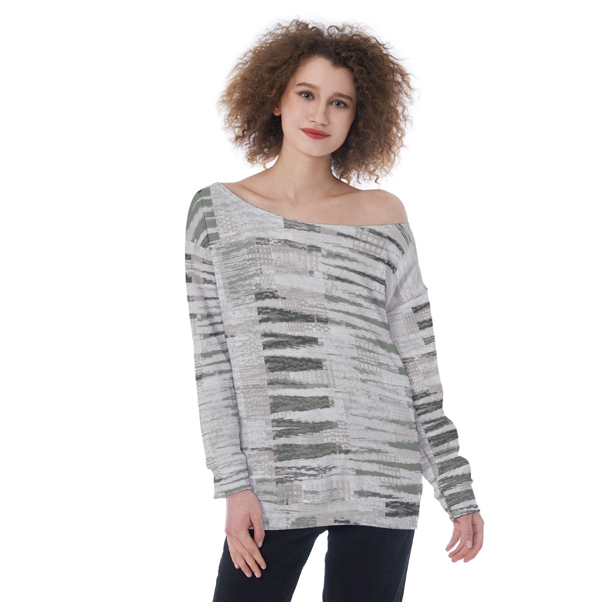 All-Over Print Oversized Women's Off-Shoulder Sweatshirt