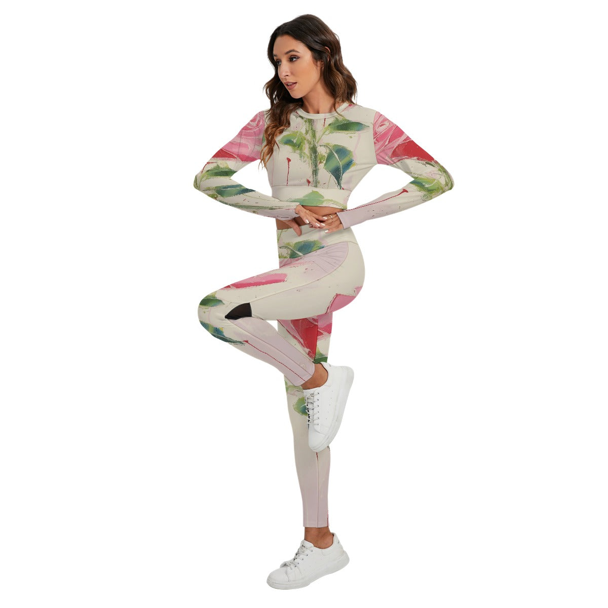 All-Over Print Women's Sport Set With Backless Top And Leggings