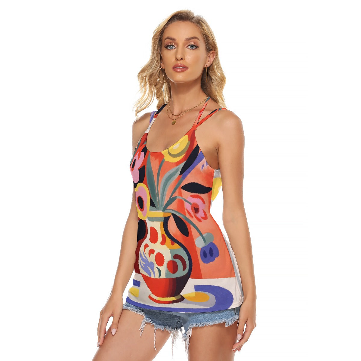 All-Over Print Women's Halter Top With Backless