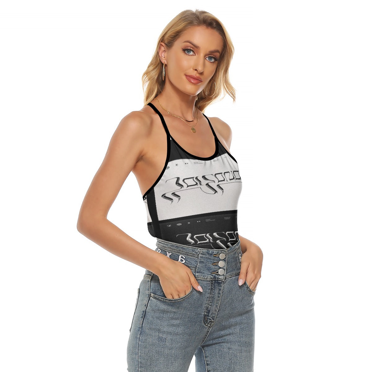 All-Over Print Women's Criss-Cross Open Back Tank Top