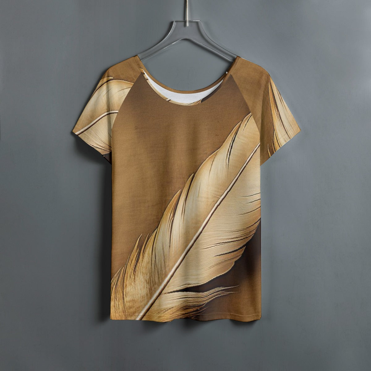 All-Over Print Women's Round Neck T-shirt With Raglan Sleeve