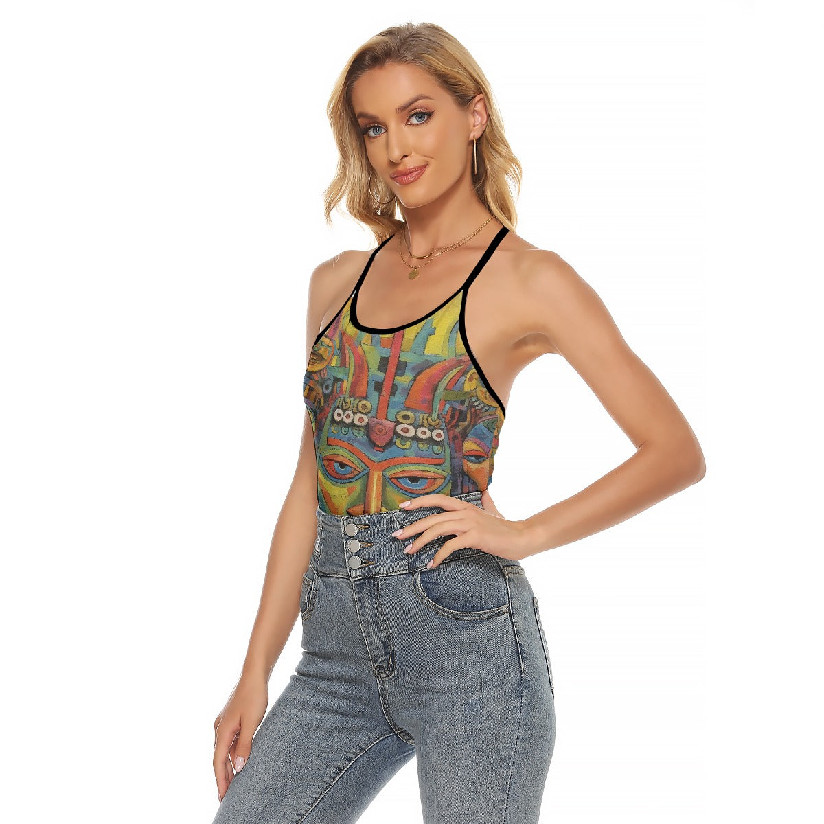 All-Over Print Women's Criss-Cross Open Back Tank Top