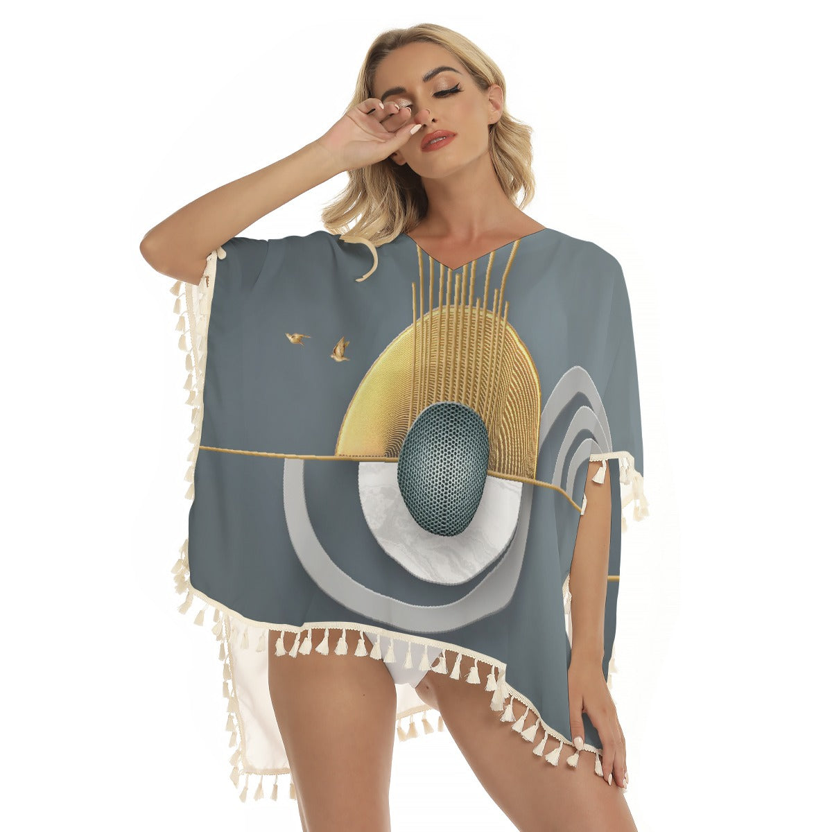 All-Over Print Women's Square Fringed Shawl