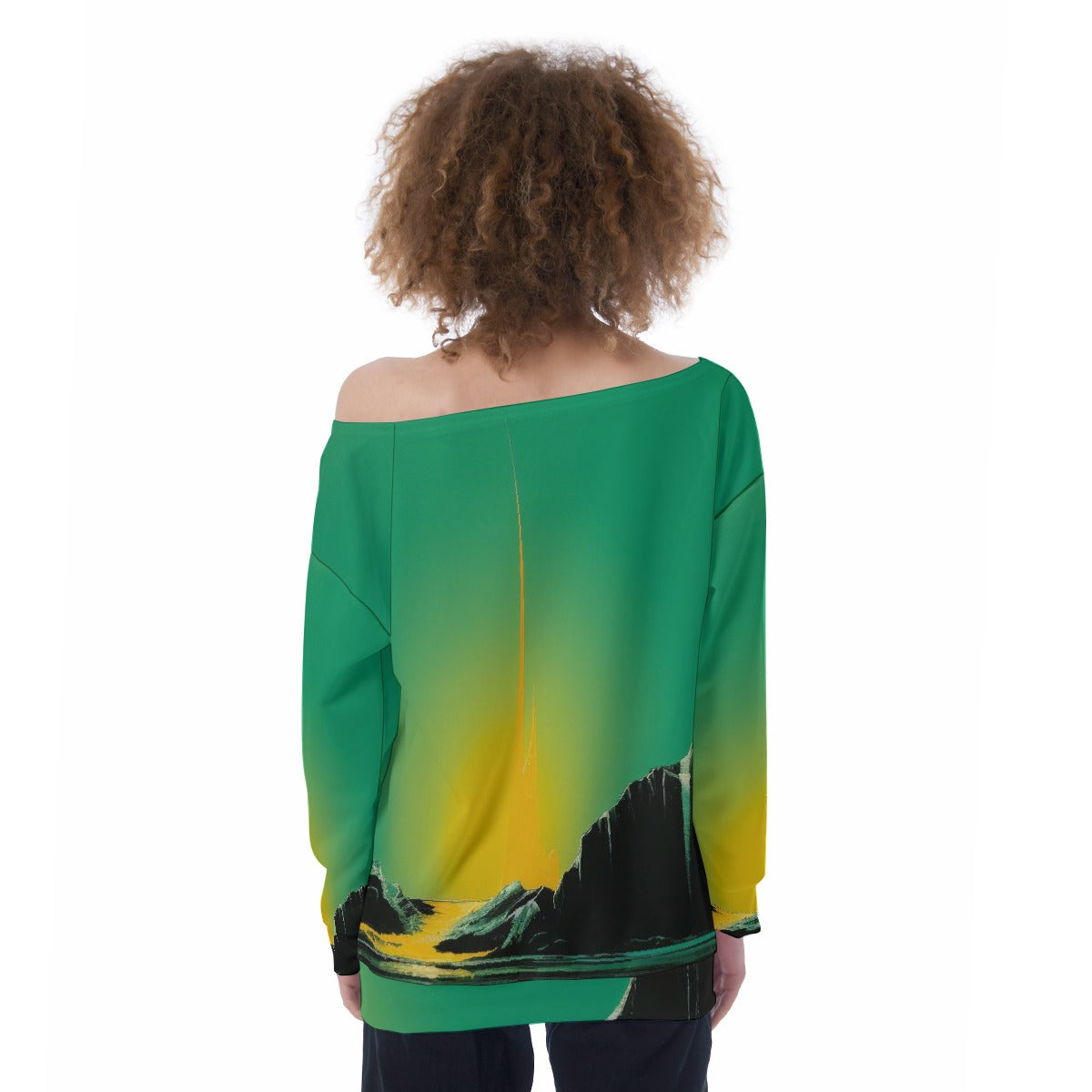 All-Over Print Oversized Women's Off-Shoulder Sweatshirt