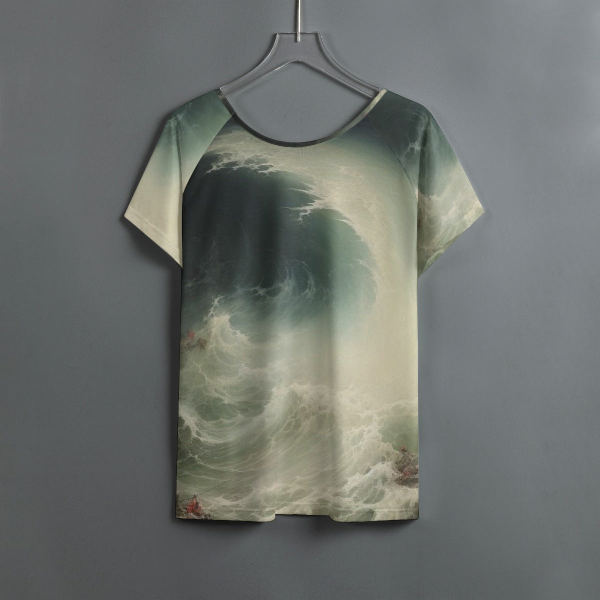 All-Over Print Women's Round Neck T-shirt With Raglan Sleeve