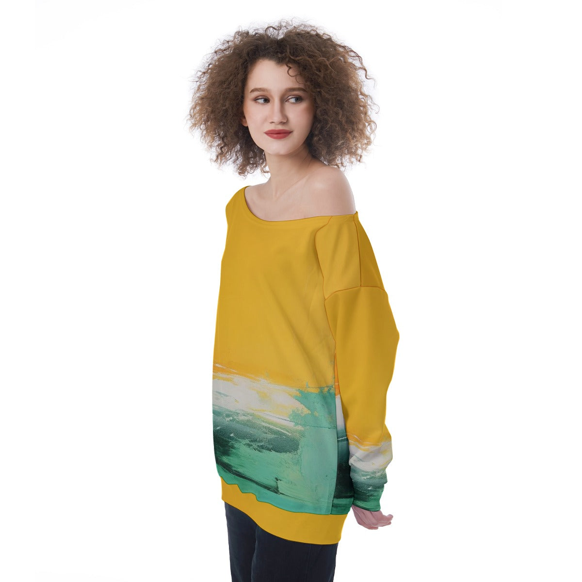 All-Over Print Oversized Women's Off-Shoulder Sweatshirt