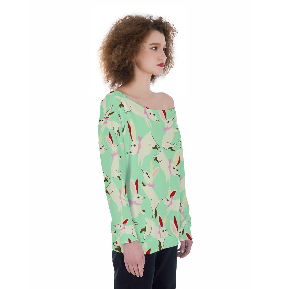 All-Over Print Oversized Women's Off-Shoulder Sweatshirt