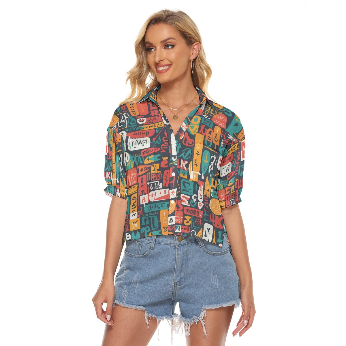 All-Over Print Women's V-neck Shirts