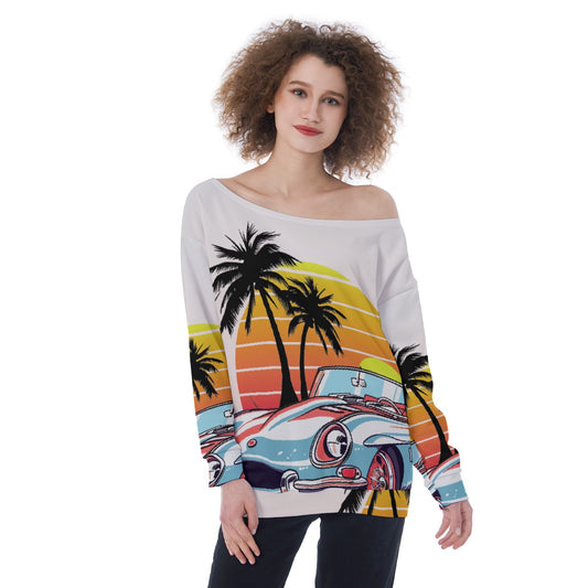 All-Over Print Oversized Women's Off-Shoulder Sweatshirt