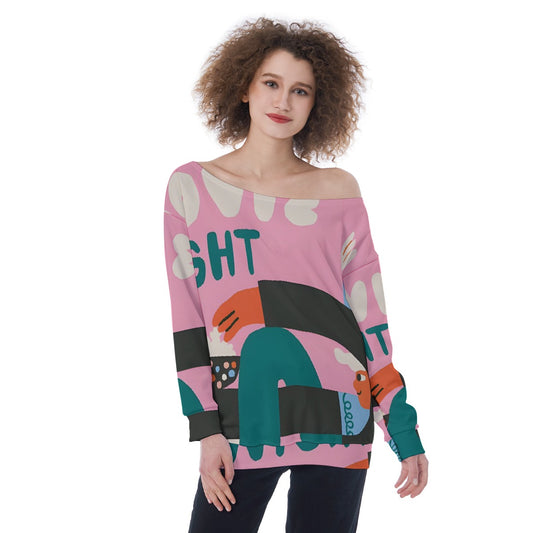 All-Over Print Oversized Women's Off-Shoulder Sweatshirt