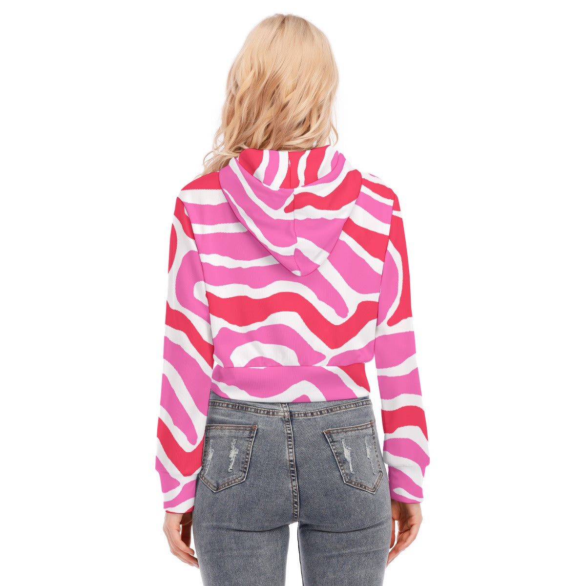 All-Over Print Women's Crop Top Hoodie With Zipper Closure