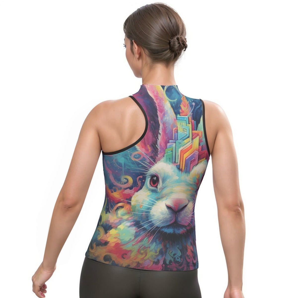 All-Over Print Women's Halter Sleeveless Asymmetrical Tank Top