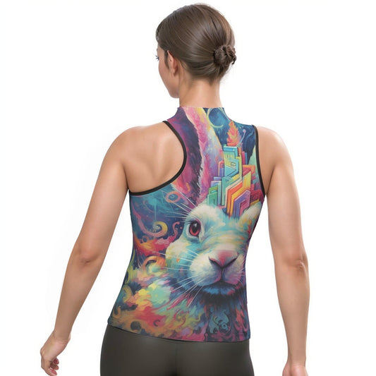 All-Over Print Women's Halter Sleeveless Asymmetrical Tank Top
