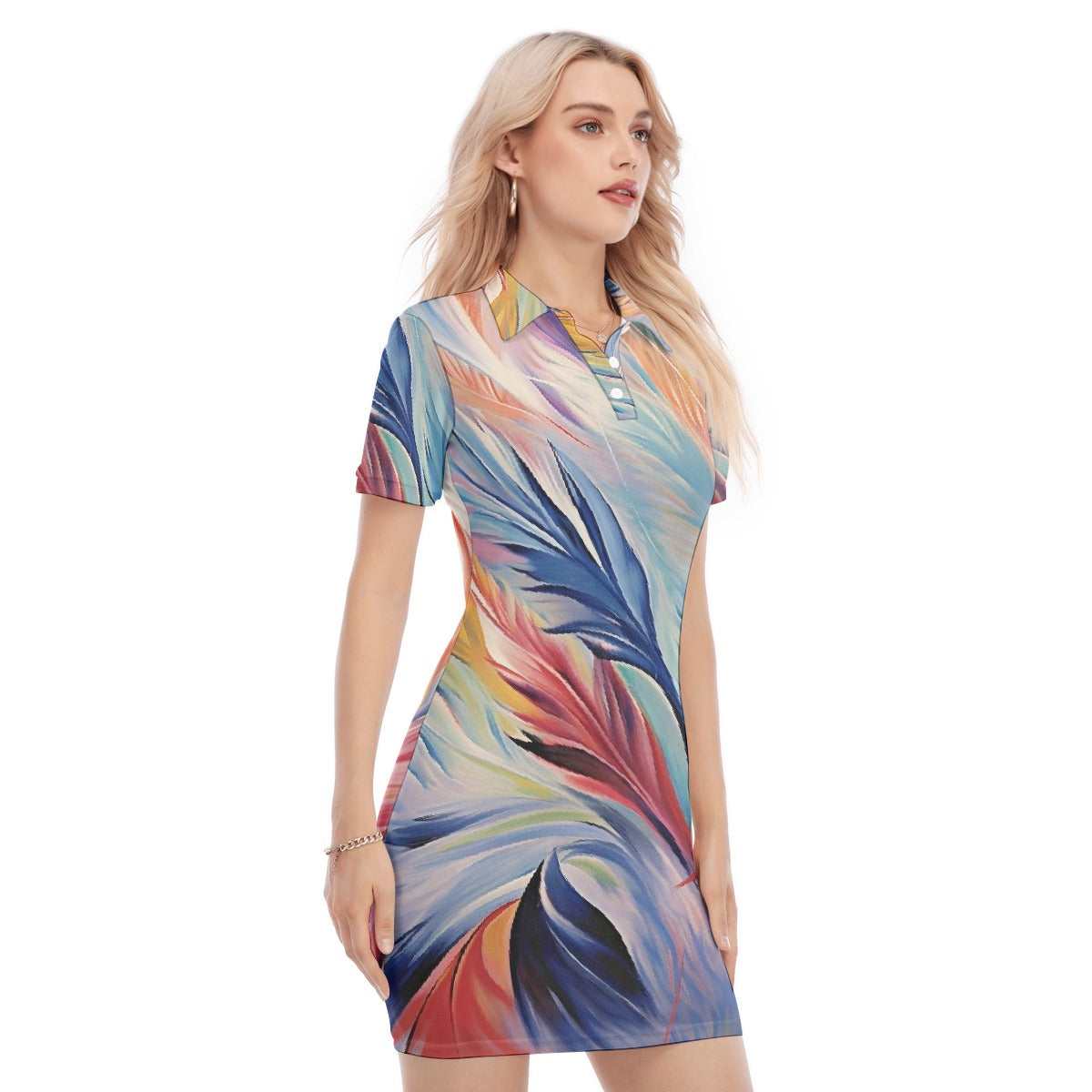 All-Over Print Women's Polo Collar Dress